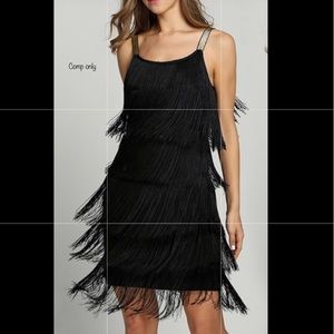 Black fringe & sequin flapper dress